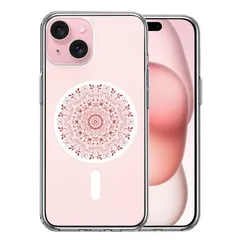 iPhone15 MagSafe対応 ケース クリア 曼荼羅 模様 2 スマホケース 側面ソフト 背面ハード ハイブリッド 