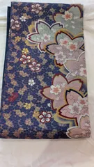 【美品】青い地に桜の柄•袋帯