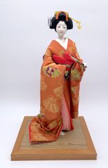 オレンジ着物の日本人形 - メルカリ