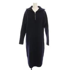 スローブ イエナ SLOBE IENA  23AW Frenchwool畦ハーフジップニットワンピース ロング 長袖 紺 ネイビー 23040912306040 /YM