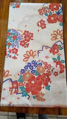 No.150【美品】白地に赤や紫の花柄•袋帯