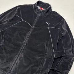 PUMA ベロア トラックジャケット 黒 XXL 刺繍ロゴ 大きいサイズ ジャージ 00s Y2K ストリート HIPHOP B系 ブラック ビッグシルエット プーマ 古着 メンズ アウター【6040ST】