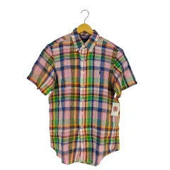 ラルフローレン RALPH LAUREN リネン100% スモールポニー刺繍 マドラスチェック BDシャツ メンズ import：L 