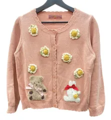 ピンクハウス PINK HOUSE ひな菊 ロンド モチーフ カーディガン ボレロ クマ ウサギ フロントボタン リボン ピコット ロリータ ゴスロリ レトロ PINK A2131KCD216 花 ピンク 104LT-328