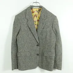 【レア！】ピンクハウス★お花が描かれたボタンが素敵♪ ミックスツイードテーラードジャケット グレー系 z17323