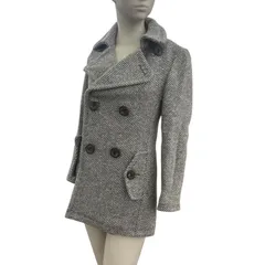 186005 BURBERRY BLUE LABEL バーバリーブルーレーベル ピーコート 36 ツイード/アンゴラ レディース