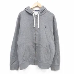 XL/古着 ラルフローレン 長袖 ブランド フルジップ スウェット パーカー メンズ ワンポイントロゴ 大きいサイズ 濃グレー 霜降り 25dec04