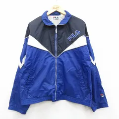 XL/古着 フィラ FILA 長袖 ナイロン ジャケット メンズ 90年代 90s ワンポイントロゴ 青他 内側メッシュ 25dec04