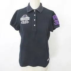 パーリーゲイツ PEARLY GATES ポロシャツ ゴルフ スポーツウェア 半袖 ロゴ 刺繍 紺 ネイビー 1