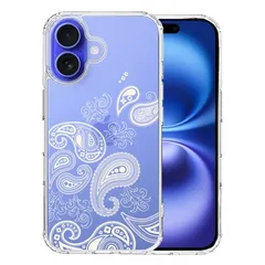 iPhone16 ケース クリア ペイズリー 柄 クリーム色 スマホケース 側面ソフト 背面ハード ハイブリッド 