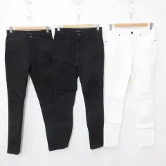 ロシェル ROCHEL パンツ カラーデニム 3枚セット ロング丈 ストレート 綿 白 黒 ホワイト ブラック S