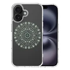 iPhone16 ケース クリア 曼荼羅 模様 スマホケース 側面ソフト 背面ハード ハイブリッド 
