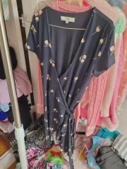 LOFT ラブ ワンピース ネイビー 花柄