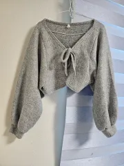 未着用 新品 / free サイズ ライトグレー ボレロ カーディガン