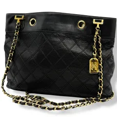 シール有　シャネル　ビコローレ　チェーントートバッグ　ショルダーバッグ　ブラック　ラムスキン　マトラッセ　ヴィンテージ　チェーン　トートバッグ　肩掛け　ココマーク　チャーム　CHANEL　4571