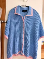 ZARA ブルー/ピンク ニットカーディガン