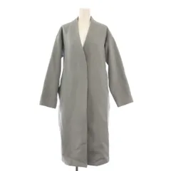 ナノユニバース nano universe ノーカラーコート アウター ロング丈 ワンカラー 無地 ウール 38 水色 ライトブルー /BB