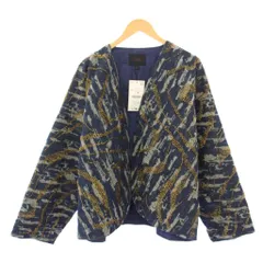 ザラ ZARA ビーズデニム風キルティングキモノ ノーカラージャケット アウター ショート丈 前開きトッパー M-L 紺 ネイビー タグ付き 1023/228/400 /BB