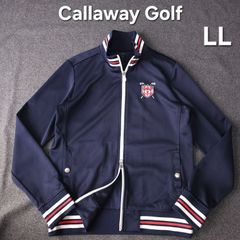 Callaway Golf Women's Fall/Winter Long Sleeve Golf Blouson Jacket with Double Zipper, Logo, Tricolor, Navy (LL Size)