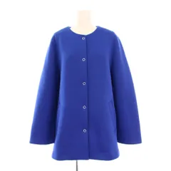 シップス SHIPS ノーカラージャケット アウター ミドル丈 ストレッチ ワンカラー 無地 F 青 ブルー /BB