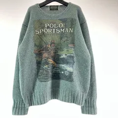 【中古】80s～90s POLO COUNTRY RALPH LAUREN フィッシャーマン ウールニット グリーン サイズL ポロカントリー ラルフローレン[17]