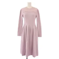 トッカ TOCCA FONTANAニットドレス フレアワンピース ミモレ ロング 長袖 クルーネック ストレッチ レース 切替 XS 紫 パープル KRTOIS0040 /BB