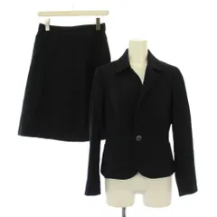 23区 オンワード樫山 セットアップ テーラードジャケット アウター シングル 総裏地 フレアスカート ひざ丈 ツイード ウール混 38 36 紺 ネイビー /BB