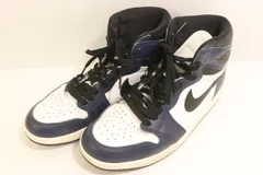 【中古】 NIKE メンズスニーカー 27.5cm AIR JORDAN 1 RETRO HIGH OG MIDNIGHT NIKE 27.5cm 白 ホワイト 紺 ネイビー ロゴ