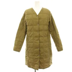 タイオン TAION ベーシック Vネックボタン ロングダウンジャケット ダウンコート ロング M ベージュ /HN