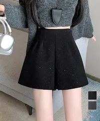 ラメツイード風ショートパンツハイウエスト