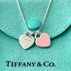 Tiffany & Co.ティファニー ピンク ダブルハート タグ ペンダント