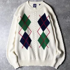 90s GAP アーガイル 総柄 コットン ニット セーター M / 90年代 オールド ギャップ ナチュラル マルチカラー