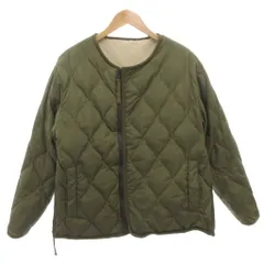 タイオン TAION ミリタリー リバーシブル クルーネック ダウンジャケット ブルゾン M 白 ホワイト 緑 グリーン キルティング TAION-R104BML-1 /FF