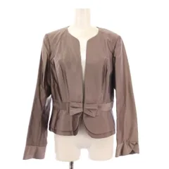 レリアン Leilian ノーカラージャケット アウター ショート丈 フリル リボン ワンカラー 9 紫 パープル /BB