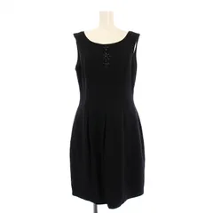 ルネ Rene フレアワンピース ひざ丈 ノースリーブ ビジュー 装飾 ウール 38 黒 ブラック /BB