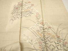 清次郎 手描き染 竪絽 朝顔 カワセミ 夏訪問着 未使用品 正絹 夏着物