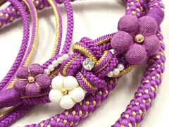 平和屋着物●和装小物　振袖用帯締め　装飾　ちりめん細工　ラインストーン　パール　金糸　撚り房　逸品　未使用　AABF4055ay