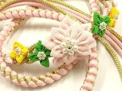 平和屋着物●和装小物　振袖用帯締め　装飾　つまみ細工　パール　金糸　切り房　逸品　未使用　AABF4068ay