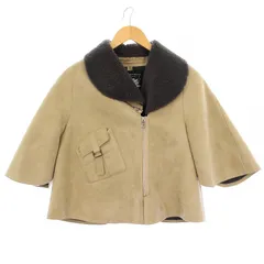 ディダヴルトゥアール Dw2R ジャケット アウター 七分袖 ショート丈 ジップアップ 羊革 スエード ボア 切替 38 ベージュ /BB