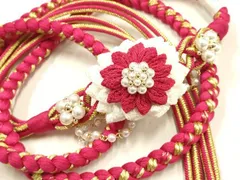 平和屋着物●和装小物　振袖用帯締め　装飾　つまみ細工　パール　金糸　撚り房　逸品　未使用　AABF4080ay