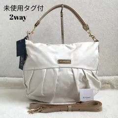 未使用☆ラシット ショルダーバッグ ハンドバッグ モノグラム 2way ナイロン レザー 革 ホワイト ふっくら ギャザー russet ワンショルダー