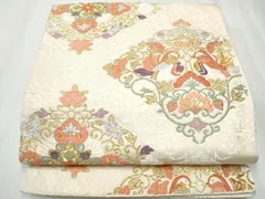 平和屋着物●西陣　小森織物謹製　六通柄袋帯　唐織　向かい鳥花文　金銀糸　正絹　逸品　CABC5458hy