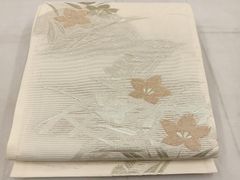 ［ 袋帯/絽 ］ポリエステル　白　亀甲　桔梗　萩　夏帯　付け下げ　訪問着　色無地 袋帯/絽 ］ポリエステル 白 亀甲 桔梗 萩 夏帯 付け下げ 訪問着 色無地