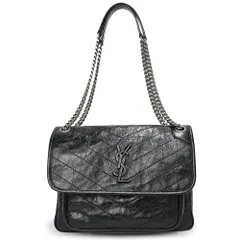 サンローランパリ 498894 ニキ ミディアム ヴィンテージ チェーン カーフスキン ブラック 2WAY ショルダーバッグ 斜め掛け レザー シルバー金具 SAINT LAURENT PARIS（未使用　展示品）