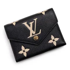 ルイ ヴィトン M80968 ポルトフォイユ ヴィクトリーヌ モノグラムアンプラント ブラック ベージュ 三つ折り財布 レザー ゴールド金具 箱付 LOUIS VUITTON（新品・未使用品）