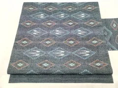 平和屋着物●九寸名古屋帯　紬地　花織　菱文　正絹　逸品　CABC8427dy