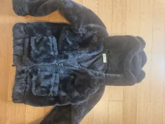 H&M キッズ ファー フード ジャケット ブラック 134/140 & UNIQLO フリース