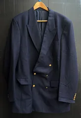 80s - 90s Burberrys バーバリーズ ウール ダブル ブレザー ジャケット 紺ブレ 金ボタン イングランド製 大きいサイズ