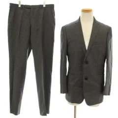 バーバリーブラックレーベル BURBERRY BLACK LABEL シングルスーツ セットアップ 上下 テーラードジャケット パンツ ジップフライ ストライプ柄 ウール シルク混 38L グレー 紫 パープル D1H36-503-07 /KU