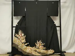 平和屋着物■豪華黒留袖　舟草花文　金彩　正絹　逸品　CABA7250ev